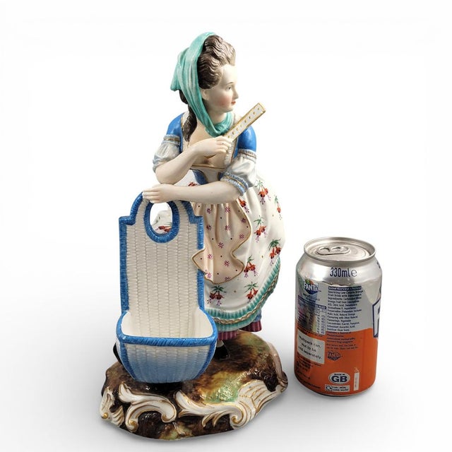 Large Limbach Porcelain & Ceramic Figure of Woman with Basket, Thuringia, 1825 For Sale - Image 14 of 15