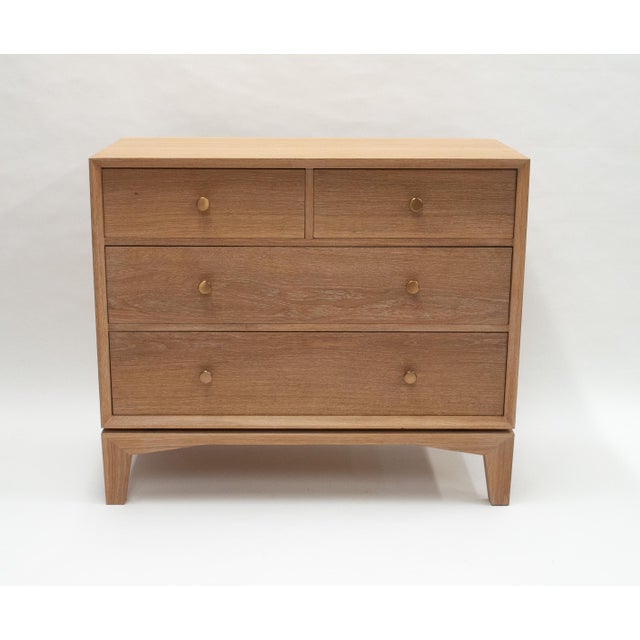 White oak four drawer dresser in mid modern century style built by Peter Aleksa. The clean lines emphasize the solid...