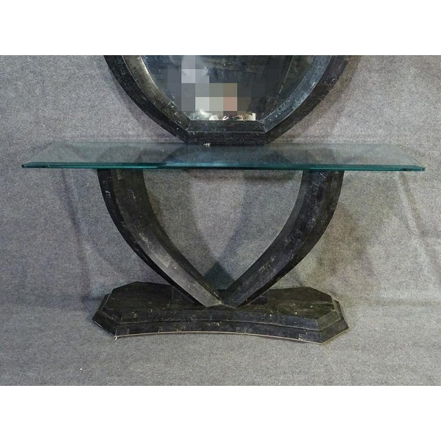 Mid-Century Modern Modern Tessellated Console and Mirror For Sale - Image 3 of 7