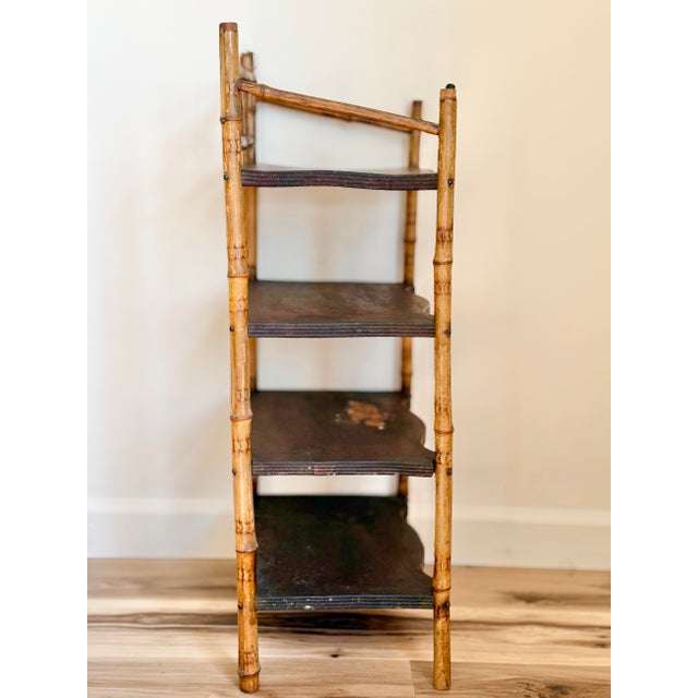 English Antique English Tortoiseshell Bamboo 4-Tier Étagère, Circa 1800s For Sale - Image 3 of 12