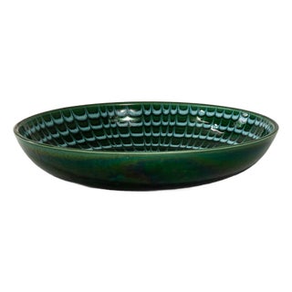 Mid 20th Century Italy Green Ceramic Serving Bowl For Sale