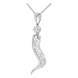 Late 20th Century 14K White Gold Diamond Italian Pepper Pendant Slide For Sale
