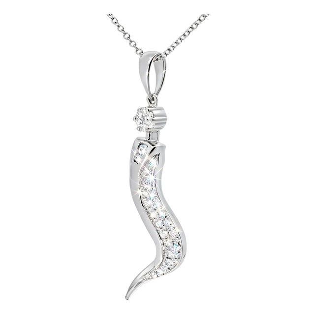 Late 20th Century 14K White Gold Diamond Italian Pepper Pendant Slide For Sale
