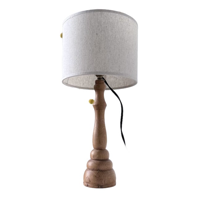 Light Oak Wood Desk Lamp, 1950s For Sale