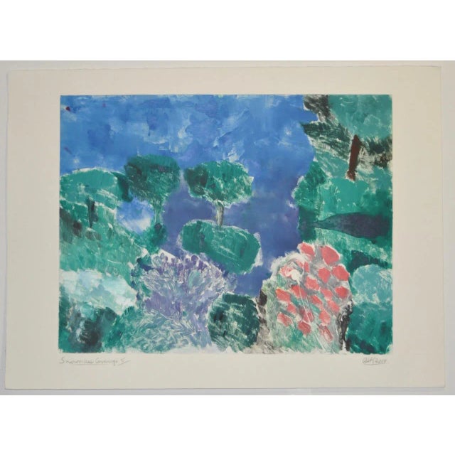 Arthur Krakower (1921-2009) "Snowmass II" Original Monotype c.2004 Bright, bold and colorful monotype by noted...