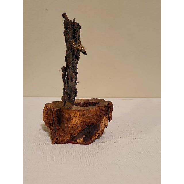 Vintage Abstract Bronze & Metalwork Owl For Sale - Image 4 of 12