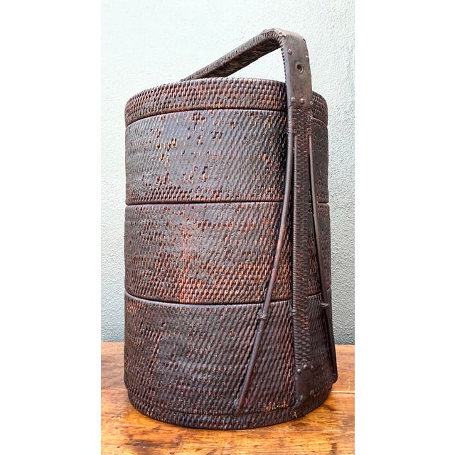 Vintage Asian Woven Rattan Wedding Basket For Sale - Image 12 of 12