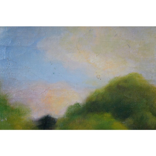 Textile 1982 Chun Hwa Hwang Impressionist Oil Landscape Painting on Canvas, Framed For Sale - Image 7 of 13