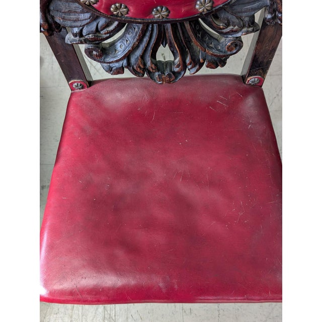 Antique Carved Heraldic Throne, Highback Chair For Sale - Image 9 of 13
