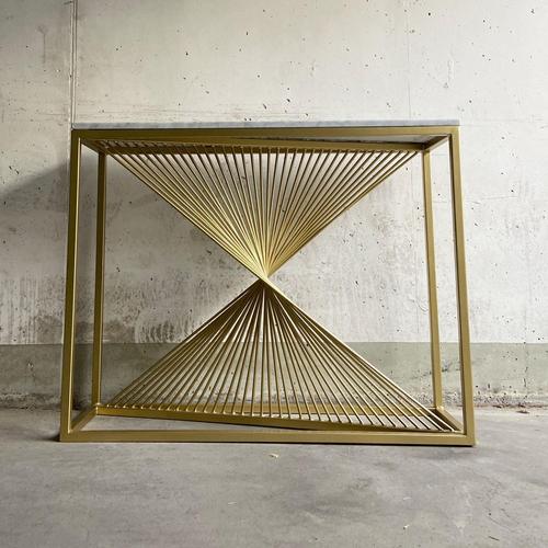 White Sculptural Console Table in Gilt Metal with Carrara White Marble Top, 1990s For Sale - Image 8 of 9