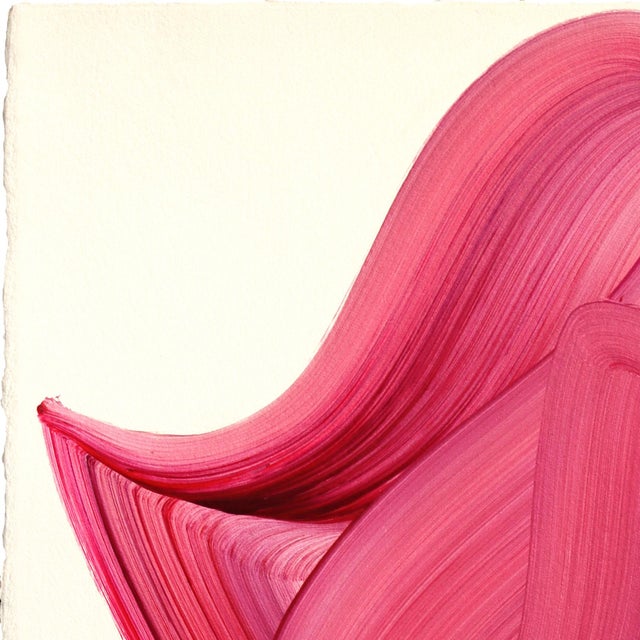 Avp_1555 - Original Abstract Deep Magenta Tone Contemporary Painting on Paper by Alex Voinea For Sale - Image 4 of 8