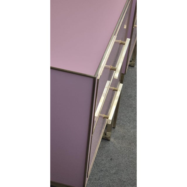 Pink Murano Glass and Brass Bedside Tables from Justfurnituress SRL, Set of 2 For Sale - Image 4 of 18