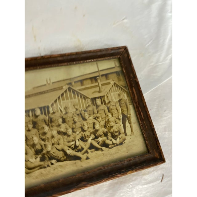 Brown Antique Panoramic Group Military Photo, Framed For Sale - Image 8 of 11