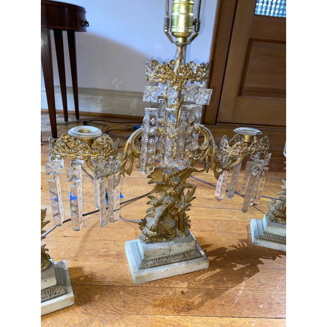 Three Beautiful early 20th-century white marble bronze table lamps.