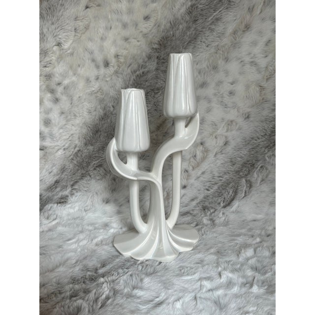 Vintage White Tulip Candle Holder Maddux of California For Sale - Image 10 of 12