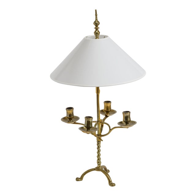 This is a striking pair of vintage c.1950s French Neoclassical Style Bronze Candlesticks Desk Lampes, that have been...