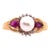 2010s 14 Karat Yellow Gold Pearl Solitaire Ring With Ruby and Diamond Accents For Sale - Image 5 of 8