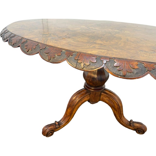Late 19th Century Napoleon III Style Tilt-Top Entry Table With Burl Wood and Inlay For Sale - Image 4 of 18