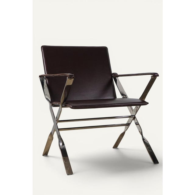 Leather and Chrome-Plated Metal Armchairs, Italy, 1970, Set of 2 For Sale - Image 16 of 18