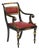 Early 19th Century Danish Parcel Gilt and Black With Red Leather Upholstery Empire Arm Chair. French Style For Sale