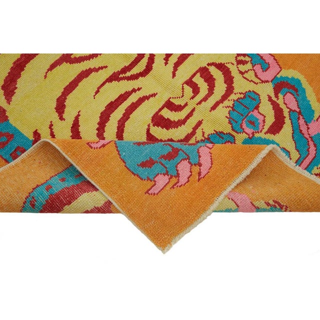 Vintage Handmade Tiger Rug For Sale - Image 6 of 7