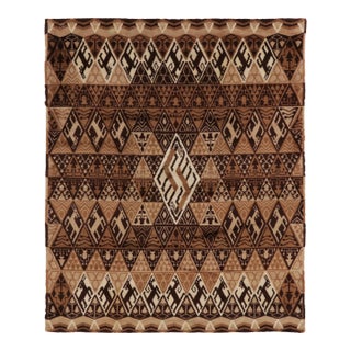 Contemporary French Geometric Brown & Beige Wool Pictorial Rug by Rug & Kilim, France For Sale