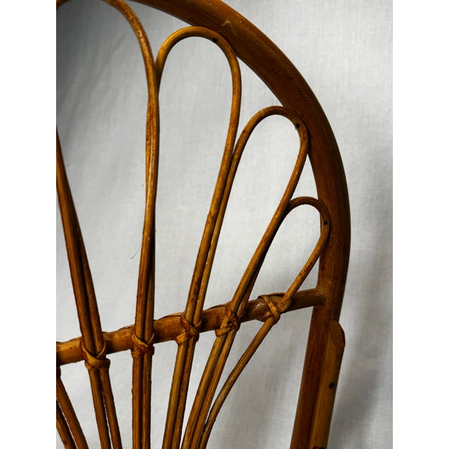 Wood Vintage Coastal Boho Chic Arched Bamboo & Rattan Wood Wall Shelf For Sale - Image 7 of 10