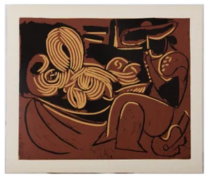 After Pablo Picasso , Picador on Guitar, 20th Century, Linocut