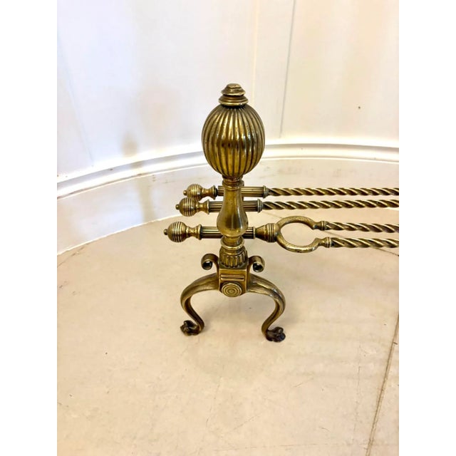 Antique Victorian Brass Fire Irons and Dog, 1860 For Sale - Image 3 of 13