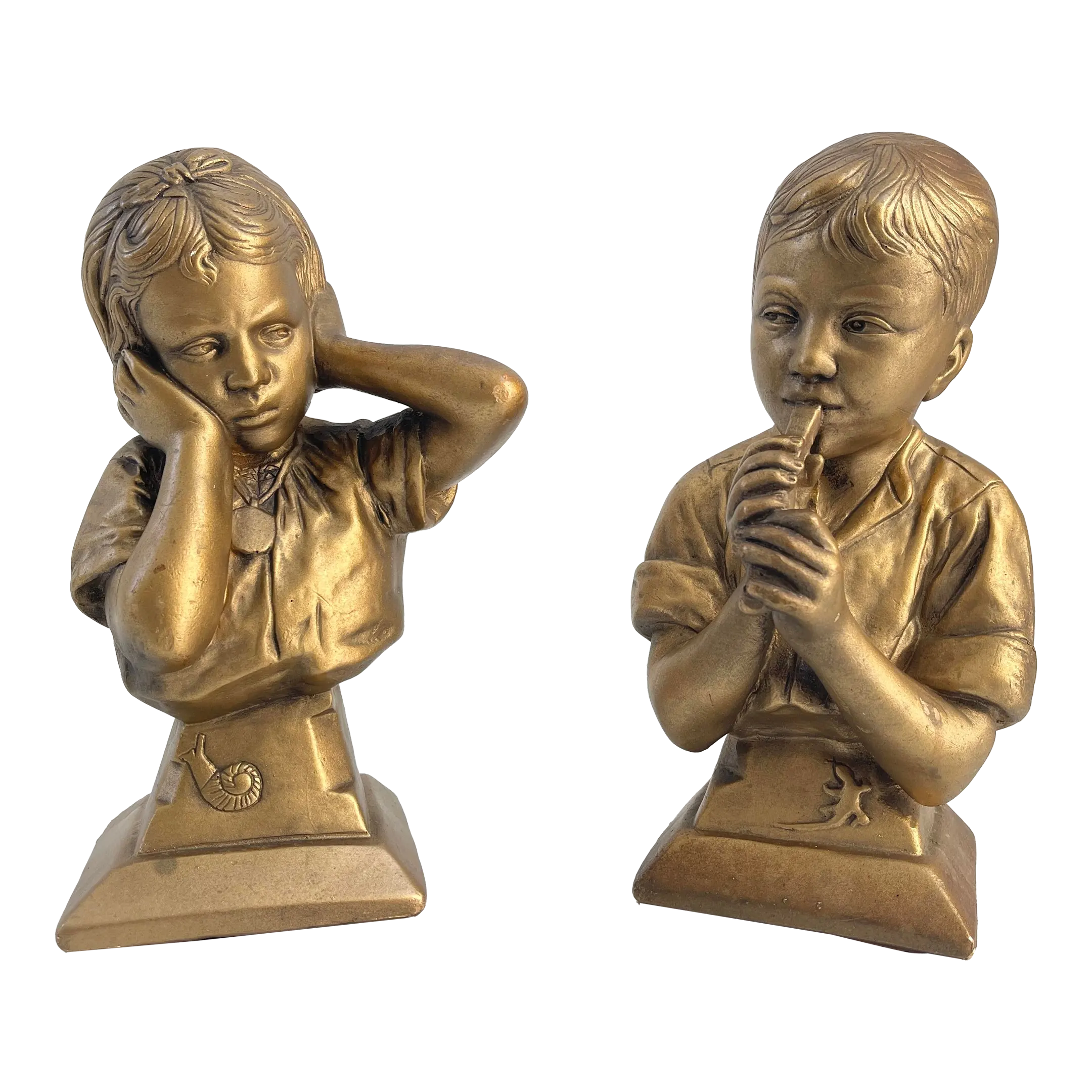 1950s Chalkware Boy Girl Bookends Figurines | Chairish