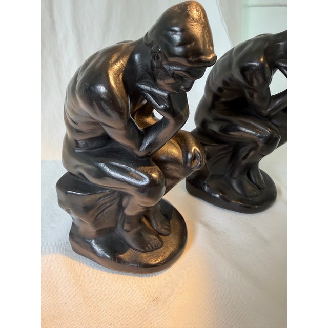 Mid 20th Century Armor Bronze Pair of ’The Thinker’ Bookends For Sale - Image 11 of 12