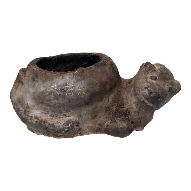 Antique Chinese Charred Reclining Cow Censer, C. 1850 For Sale