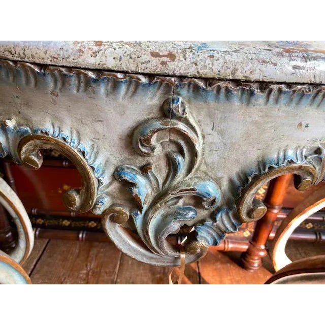 Late 19th Century 19th C. Venetian Painted White and Blue Console For Sale - Image 5 of 13