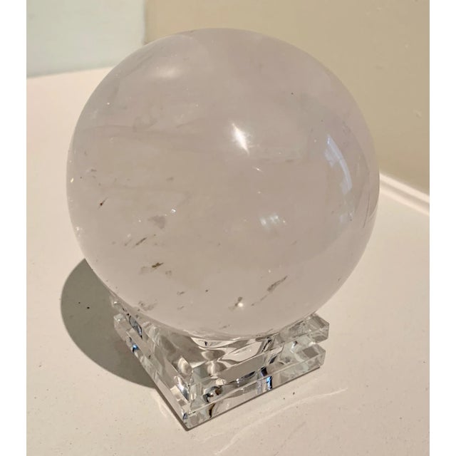 Glass Rock Crystal Ball on Stand Paper Weight For Sale - Image 7 of 9