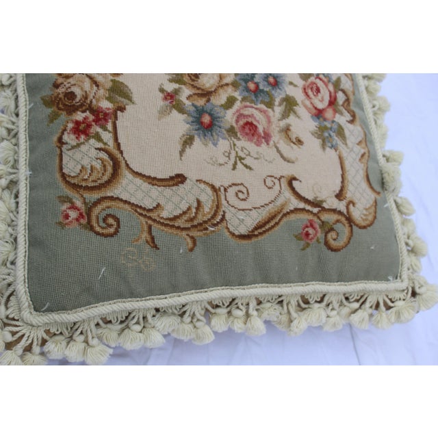 French Traditional Wool Pedi Point Down Pillow With Loop Fringe and Cotton Tassels For Sale - Image 11 of 13