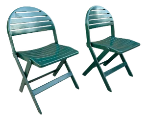 1993 Vintage Niels Gammelgaard For Ikea Green Folding Chairs - A Pair