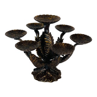 1970s Bronze Artichoke Style 7 Arm Centerpiece or Candelabra For Sale