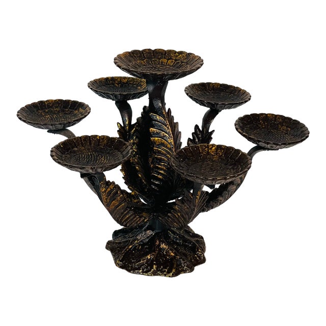 1970s Bronze Artichoke Style 7 Arm Centerpiece or Candelabra For Sale