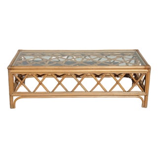 Vintage French Country - Bamboo Coffee Table W Leather Straps ~ Boho Chic For Sale