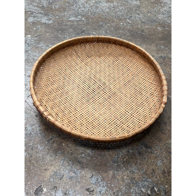 Wood Handwoven Wicker Lidded Basket, Vintage For Sale - Image 7 of 12
