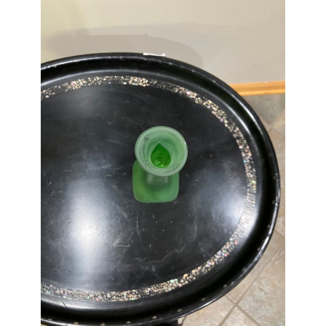 Early 21st Century Michael Anchen Hand-Blown Long Neck Green Bottle For Sale - Image 5 of 8