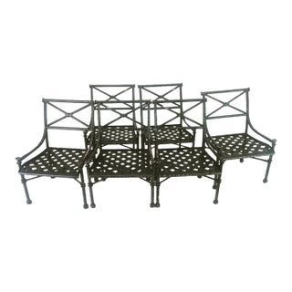 Six Vintage Iron Patio Chairs For Sale