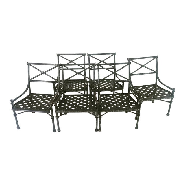 Six Vintage Iron Patio Chairs For Sale