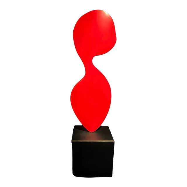 Red Abstract Steel Sculpture by Artist Scott Donadio, Signed, (30” High) For Sale