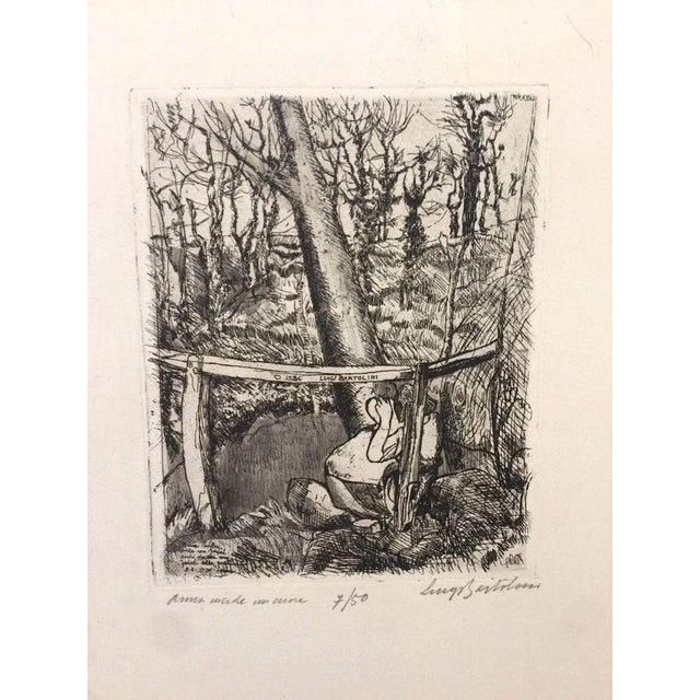 Image dimensions: 27 x 21.5cm. Anna che incide un cuore (Anna carving a heart) is an original work realized by Luigi...