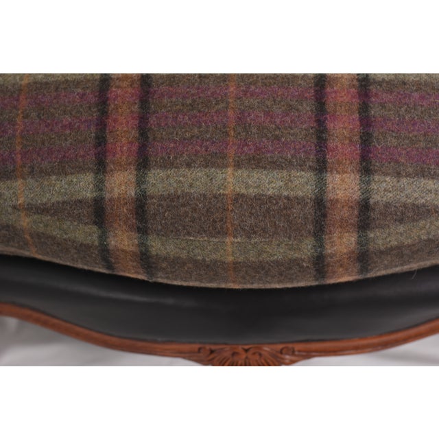Set of Ralph Lauren Wool and Leather on Oversized Vintage Louis XV Chairs and Ottoman For Sale - Image 9 of 17