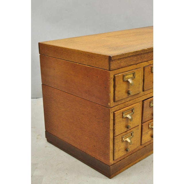 Antique Arts & Crafts Library 15 Drawer Mission Oak Stacking Card File Cabinet For Sale - Image 16 of 18