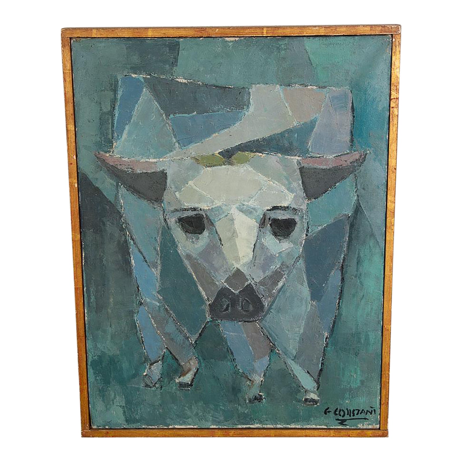 Mid Century Oil Painting George Constant Art Abstract Bull Original ...
