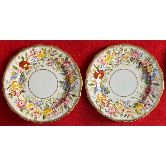 Set of 8 English fine bone china floral 9 1/4" porcelain plates by Eaton and Hammersley. Perfect for lunch. Each decorated...