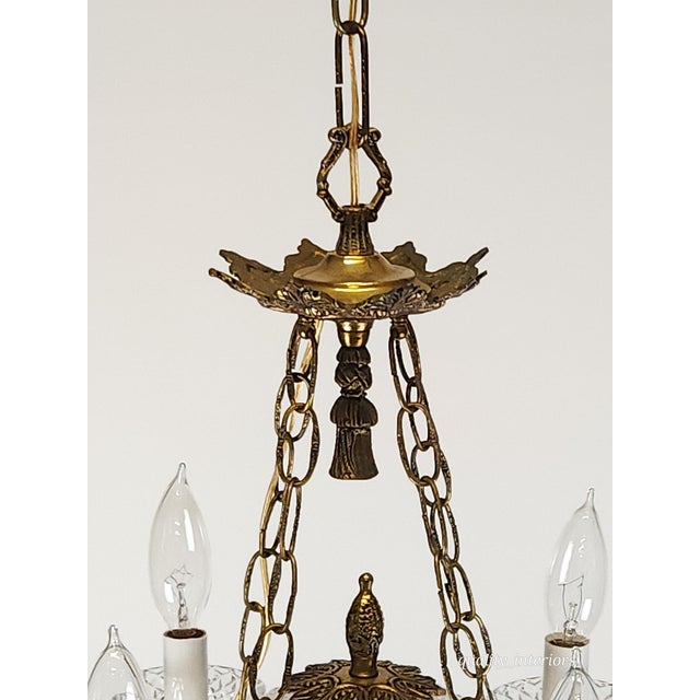 Brass Antique 5 Light Baccarat Style Empire Brass Crystal Chandelier ~ Pair Available For Sale - Image 8 of 11